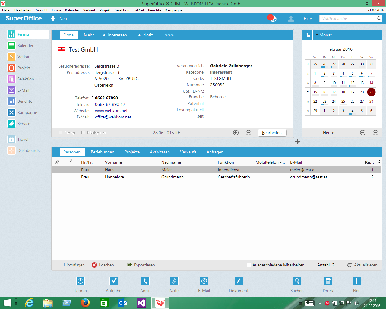 SuperOffice Übersicht